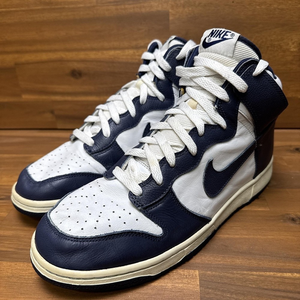 Nike Dunk High Shoes Mens Size 10.5 Blue White Obsidian Leather Retro 309432-141